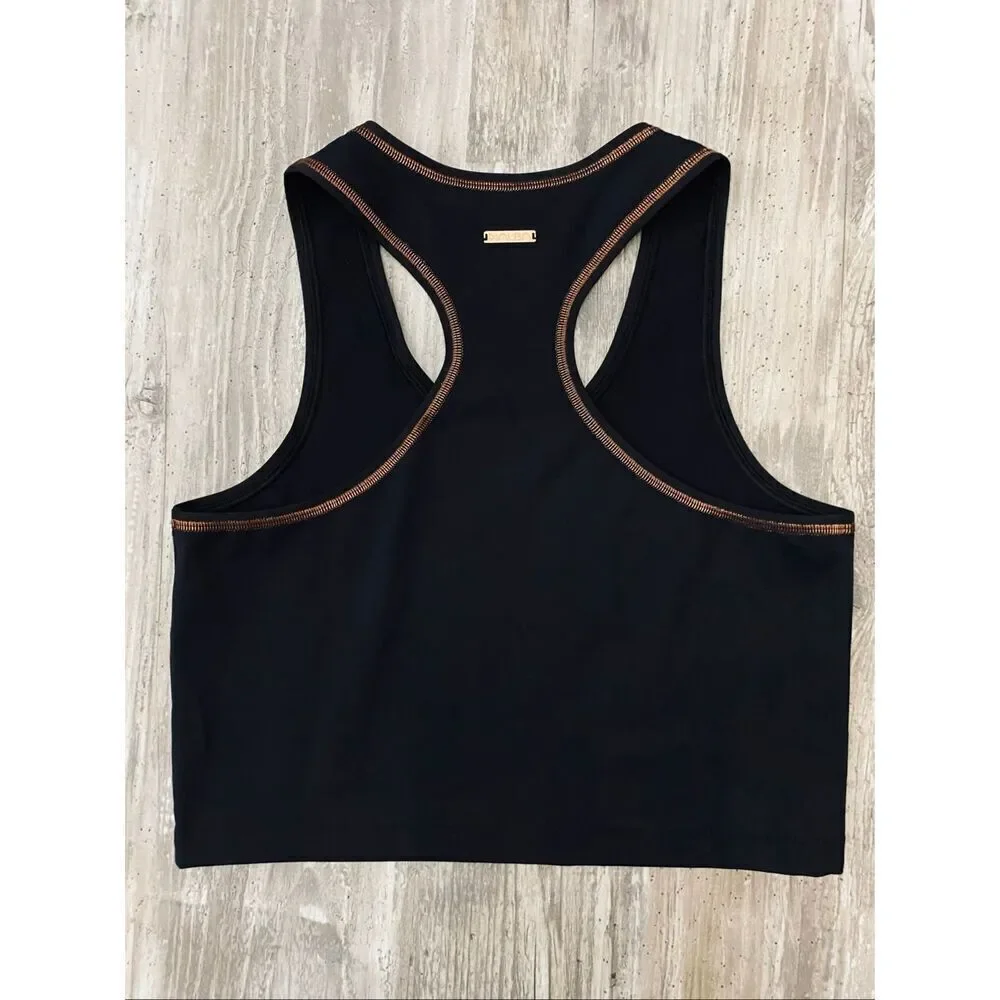 All Day Alba Racerback Sports Yoga Tank Black Copper Sz S